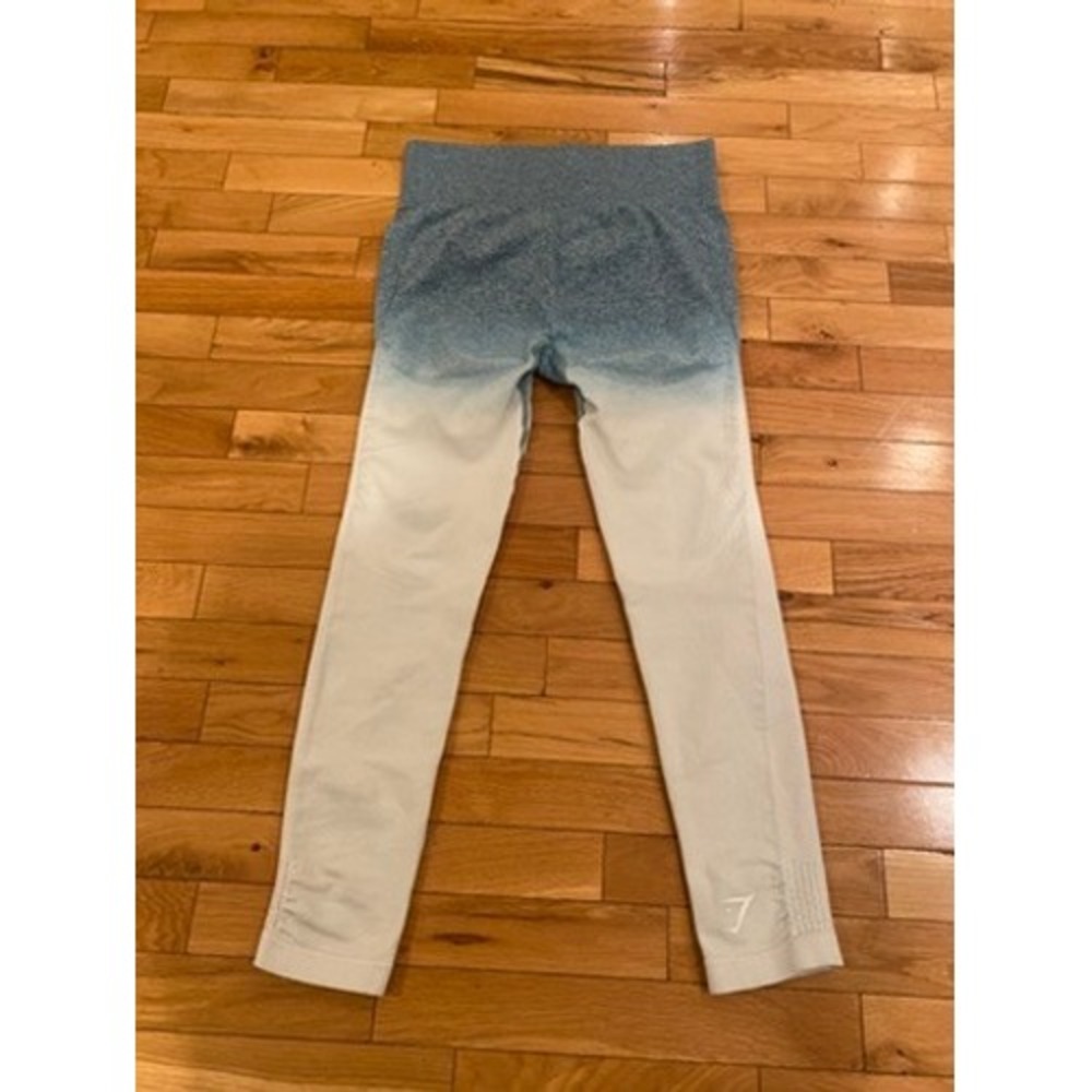 Gymshark Ombre Seamless Leggings Women Aqua Blue White‎ Size Small